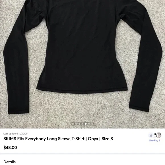 SKIMS Fits Everybody Long Sleeve T-Shirt | Onyx - Picture 6 of 13